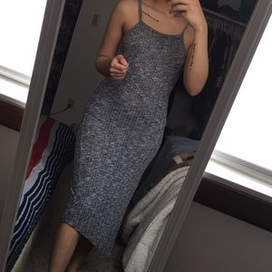 gray ribbed sexy bodycon dress